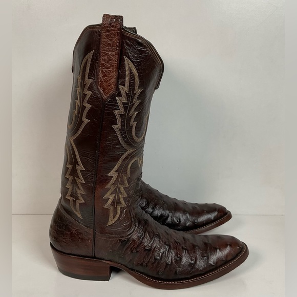 Rios Of Mercedes Tobacco Brown Ostrich Cowboy Boots Men’s 8.5 B | Women’s 9.5 - Picture 12 of 16